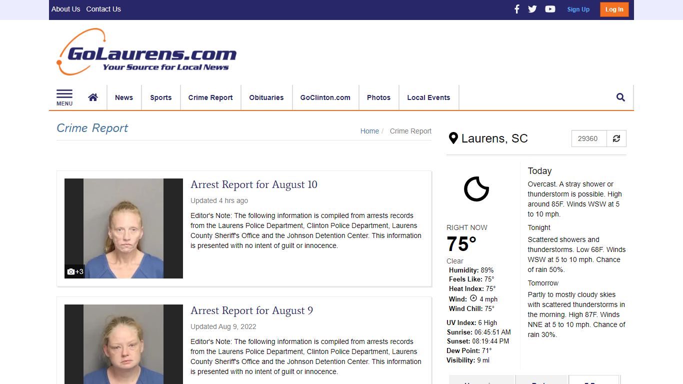Crime Report | golaurens.com